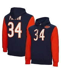 Men's Mitchell & Ness Walter Payton Navy Chicago Bears Retired Player Name and Number Pullover Hoodie