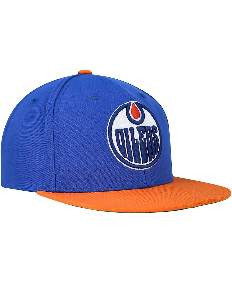 Men's Mitchell & Ness Blue Edmonton Oilers Core Team Ground 2.0 Snapback Hat