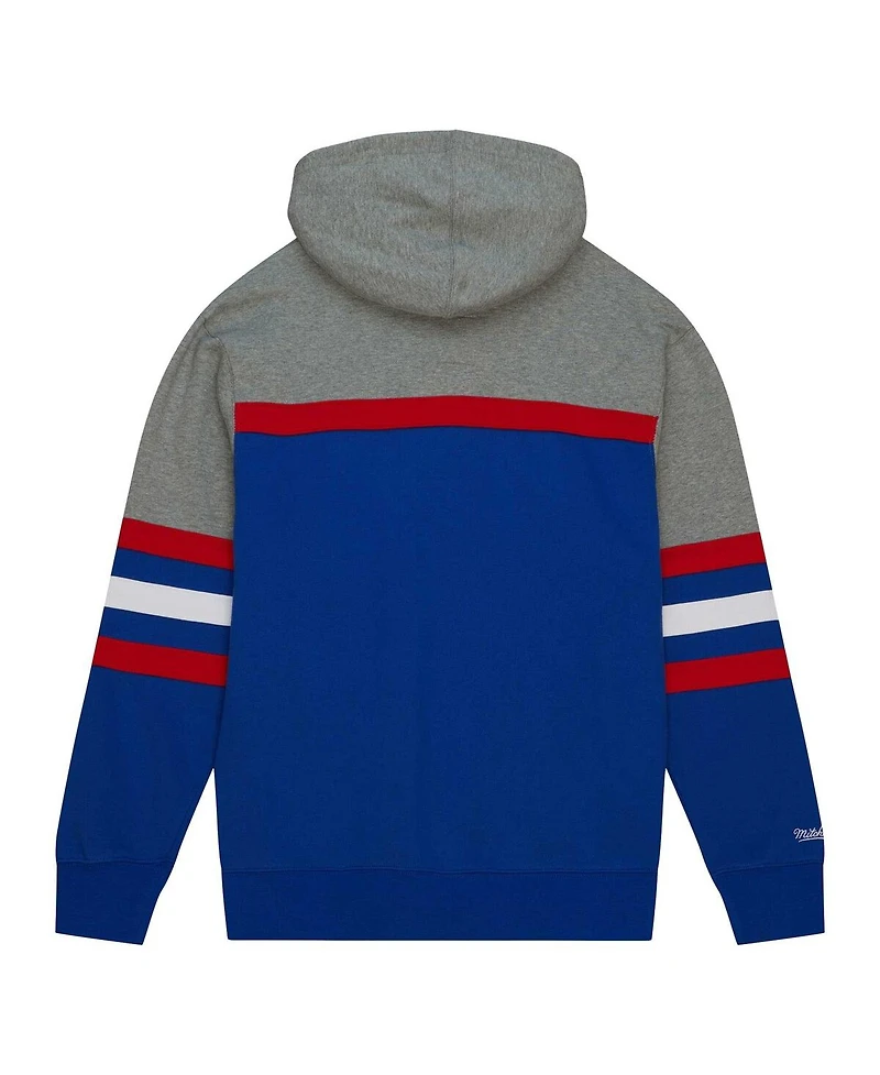 Men's Mitchell & Ness Royal Kansas Jayhawks Head Coach Pullover Hoodie