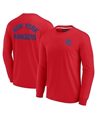 Men's and Women's Fanatics Signature Red New York Rangers Super Soft Long Sleeve T-shirt