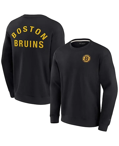 Men's and Women's Fanatics Signature Black Boston Bruins Super Soft Pullover Crew Sweatshirt