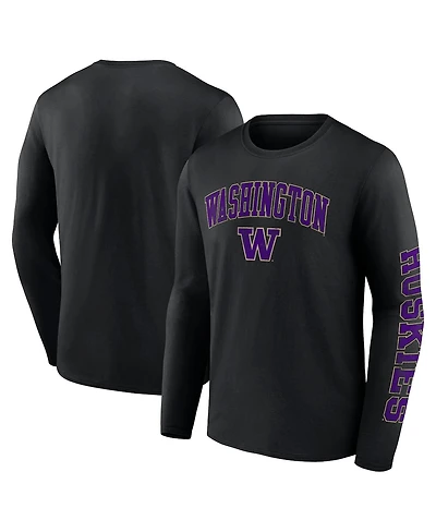 Men's Fanatics Washington Huskies Distressed Arch Over Logo Long Sleeve T-shirt