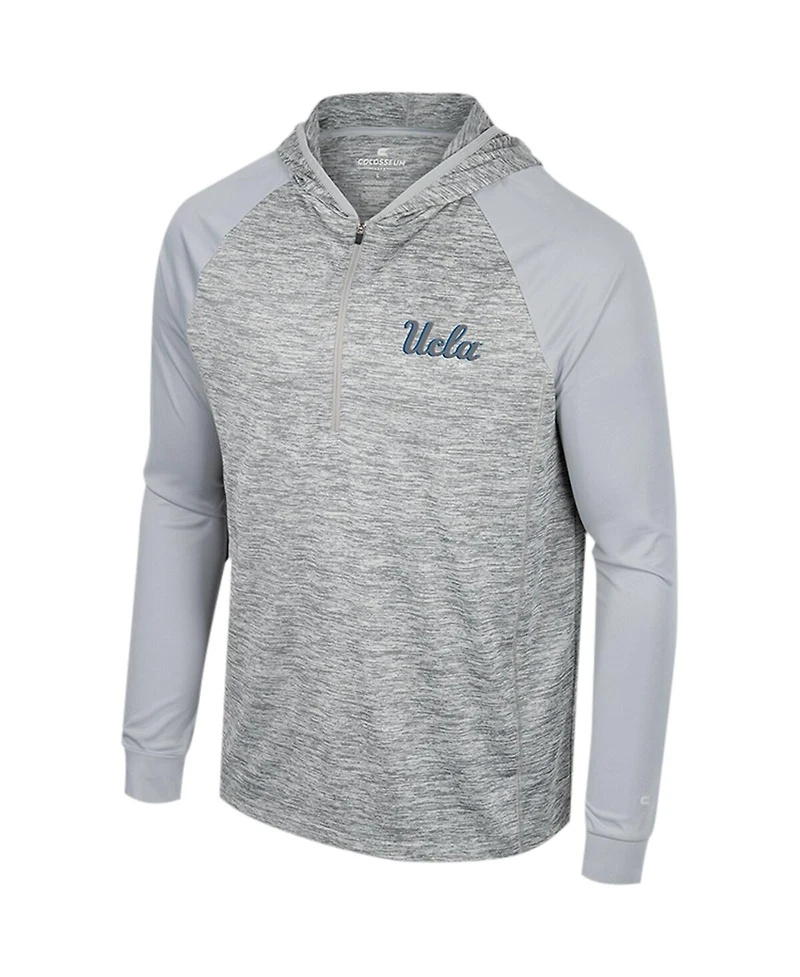 Men's Colosseum Gray Ucla Bruins Cybernetic Raglan Quarter-Zip Hooded Top