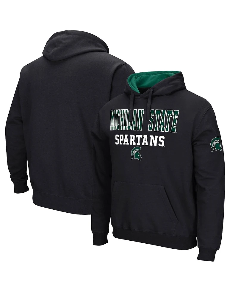 Men's Colosseum Black Michigan State Spartans Sunrise Pullover Hoodie