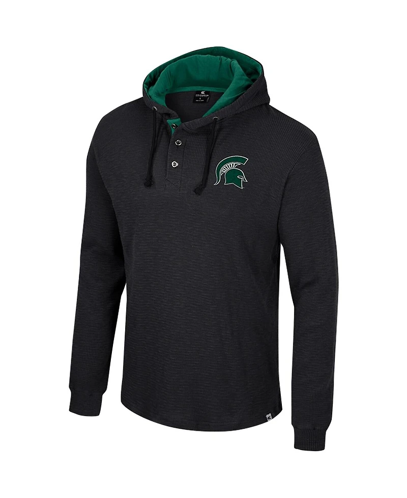 Men's Colosseum Black Michigan State Spartans Affirmative Thermal Hoodie Long Sleeve T-shirt