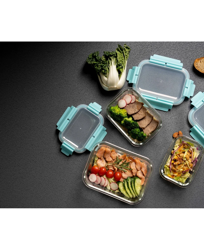 Genicook 3 Pc Rectangular Container Hi-Top Lids with Pro Grade Removable Lockdown Levers Set