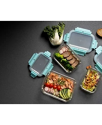 Genicook 3 Pc Rectangular Container Hi-Top Lids with Pro Grade Removable Lockdown Levers Set