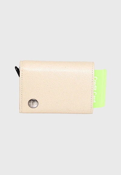 Genuine Leather Caviar Pattern Brown Trifold Card Holder