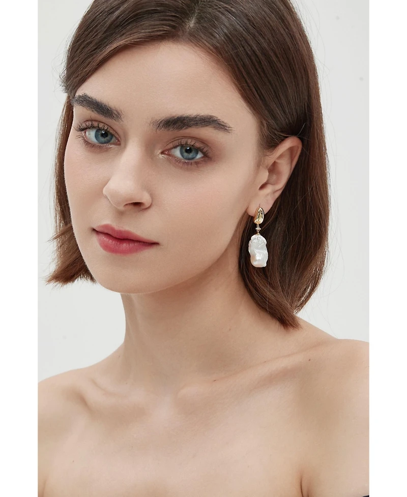 Doris Large Freshwater Baroque Pearl Drop Earrings
