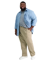 Haggar Men's Big & Tall Premium No Iron Khaki Classic-Fit Pleated Hidden Expandable Waistband Pants