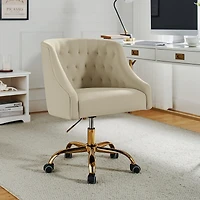 Hulala Home Modern Cute Velvet Desk Chair with Gold Base for Living Room,Bedroom