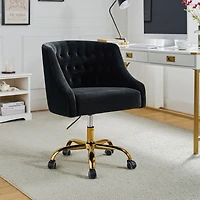 Hulala Home Modern Cute Velvet Desk Chair with Gold Base for Living Room,Bedroom