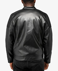 X-Ray Men's Shiny Polyurethane and Faux Suede Detailing with Shearling Lining Jacket