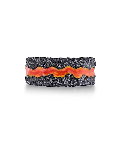 LuvMyJewelry Fire in My Soul Design Sterling Silver Black Rhodium Plated, Enamel Band Ring