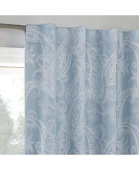 Pedra Paisley Embroidery 100% Blackout Back Tab Curtain Panel