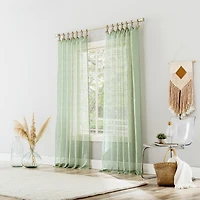 Noemi Slub Stripe Rope Tab Semi-Sheer Tab Top Curtain Panel