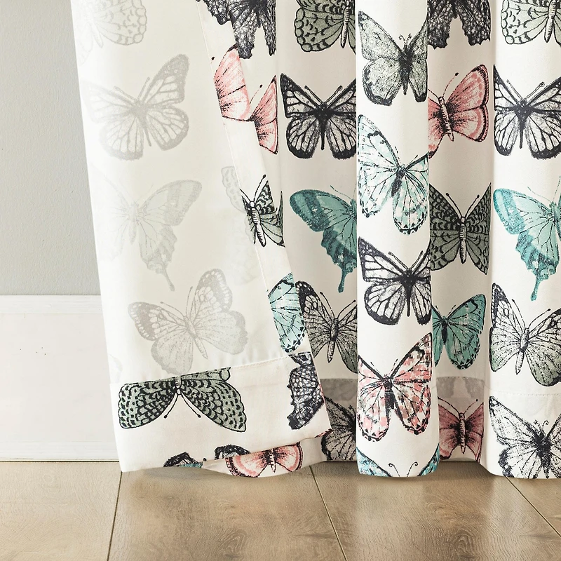 Marepesia Butterfly Print Room Darkening Rod Pocket Curtain Panel