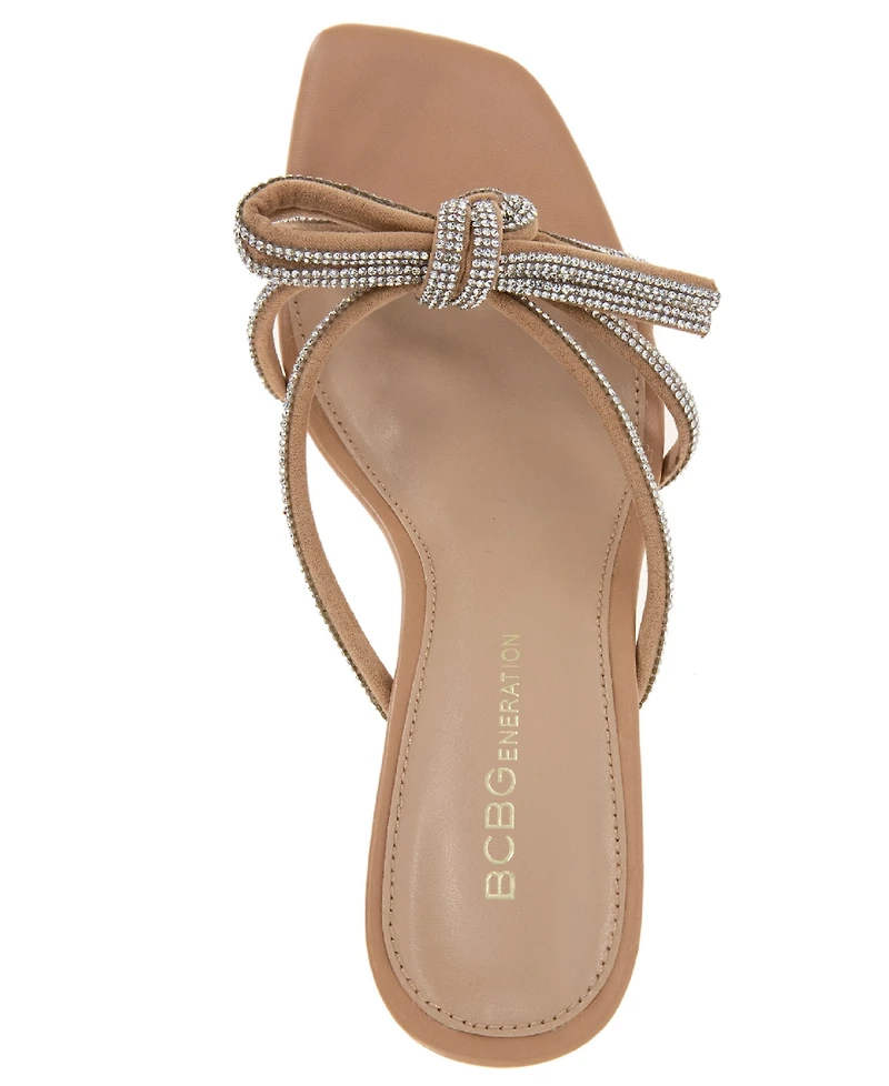BCBGeneration Women's Selma Rhinestone Bow Slip On Sandals