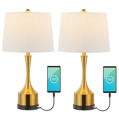 Cooper Classic French Country Iron Led Table Lamp with Usb Charging Port (Set of 2)