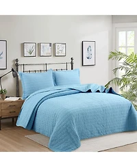 MarCielo 3 Pcs 100% Cotton Oversized Bedspread Set Stitching