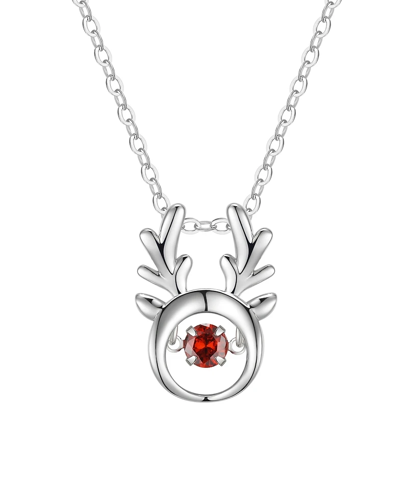 Macy's Red Cubic Zirconia Reindeer Pendant Necklace