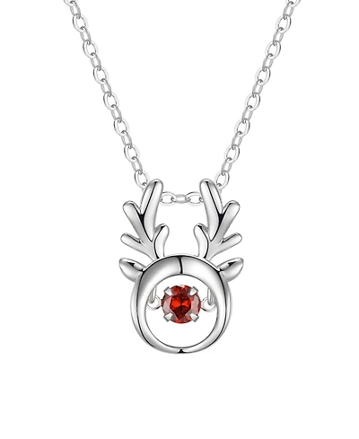 Macy's Red Cubic Zirconia Reindeer Pendant Necklace