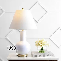 Han Ceramic iron Contemporary Usb Charging Led Table Lamp