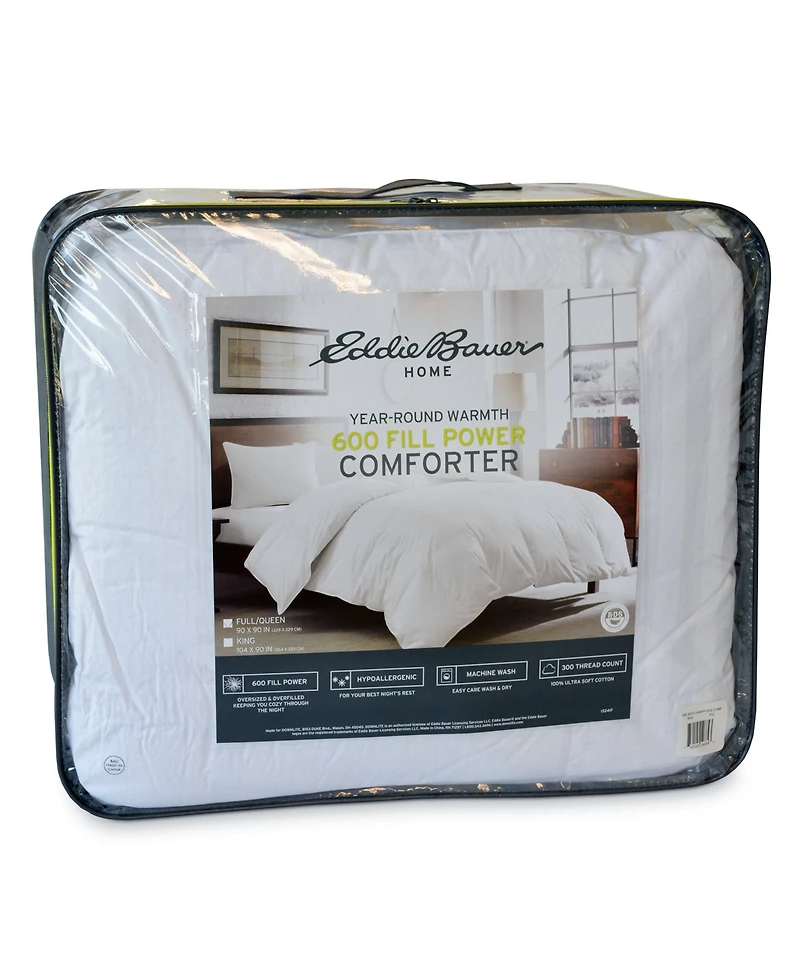 Eddie Bauer All Season RestAssured Luxury Striped 300 Thread Count 600 Fill Power Down Comforter