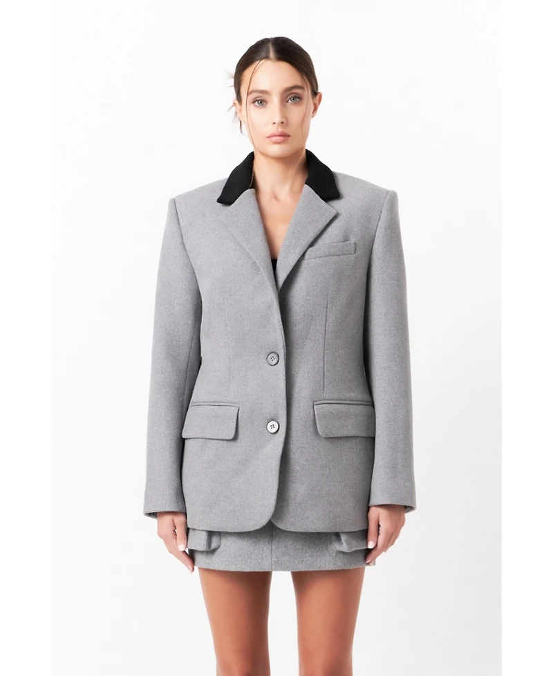 Grey Lab Women's Wool Oversize Blazer