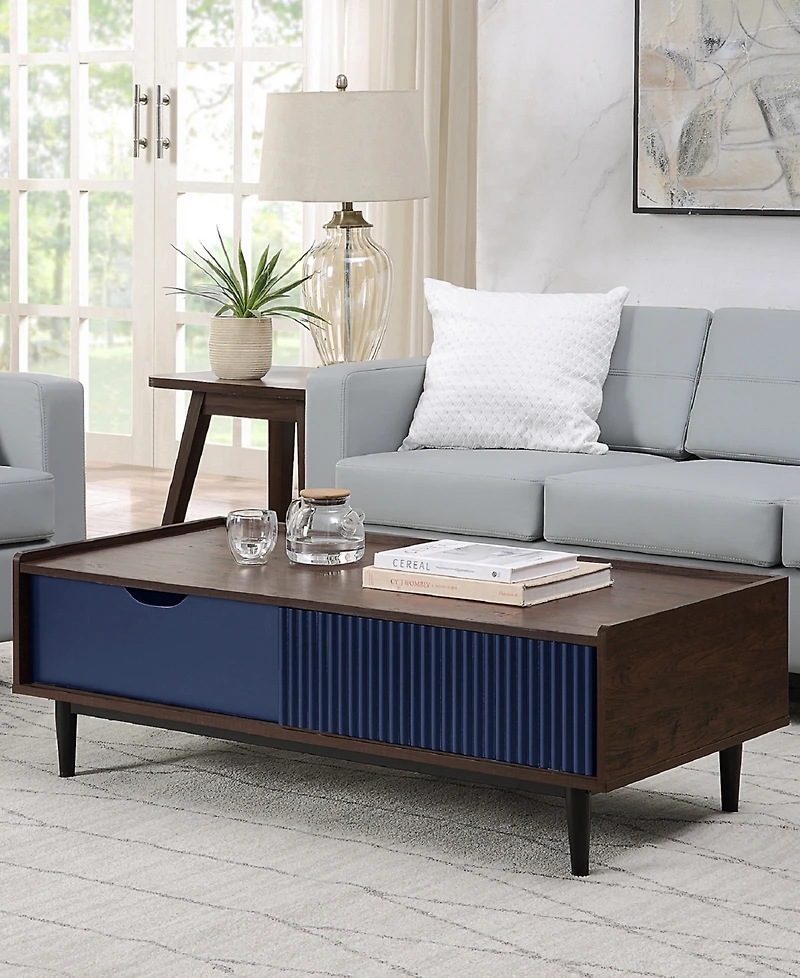 Manhattan Comfort Duane 2-Piece Ribbed End Table and Coffee Table Set