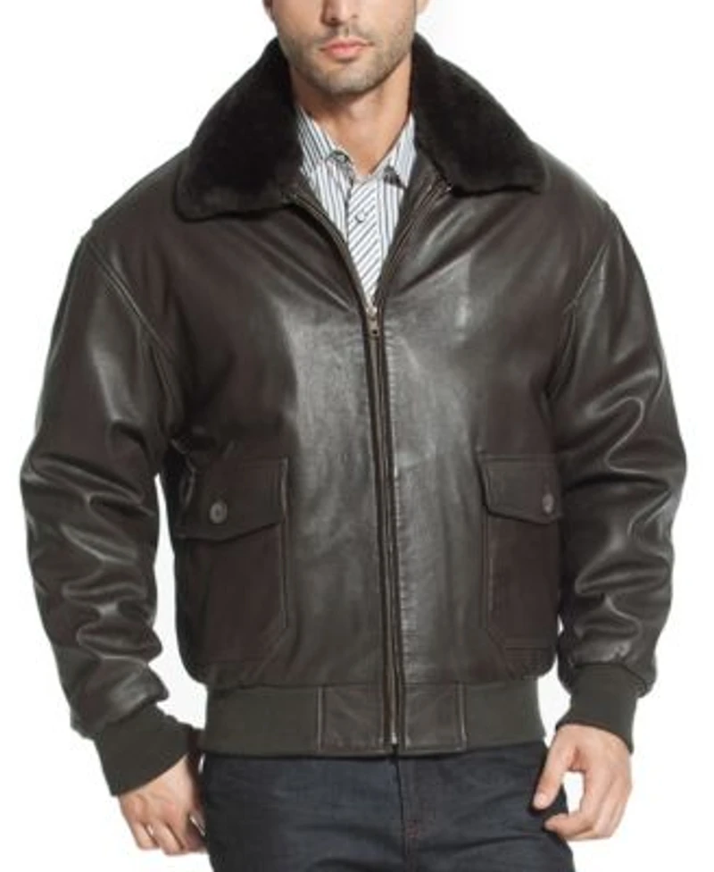 Landing Leathers Men G 1 Leather Flight Bomber Jacket Tall