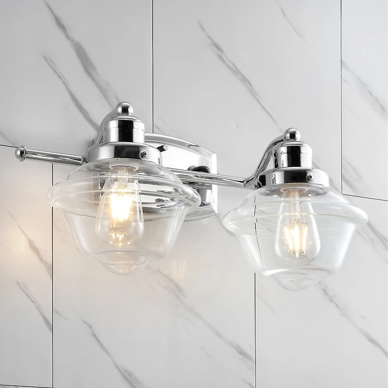 Orleans Iron/Glass Schoolhouse Led Vanity Light