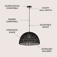 Campana Bohemian Modern Woven Rattan iron Led Pendant