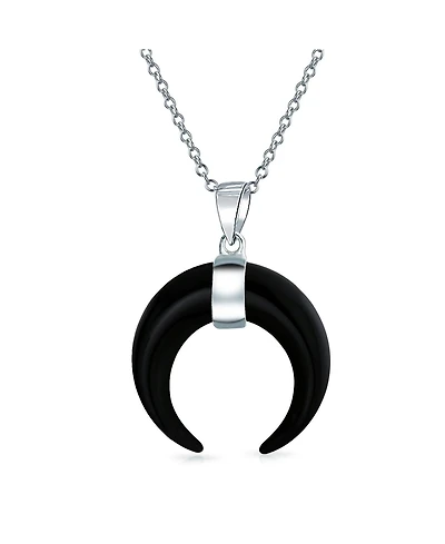 Bling Jewelry Boho Tribal Style Horn Italian Crescent Luna Waning Half Moon Pendant Necklace Sterling Silver