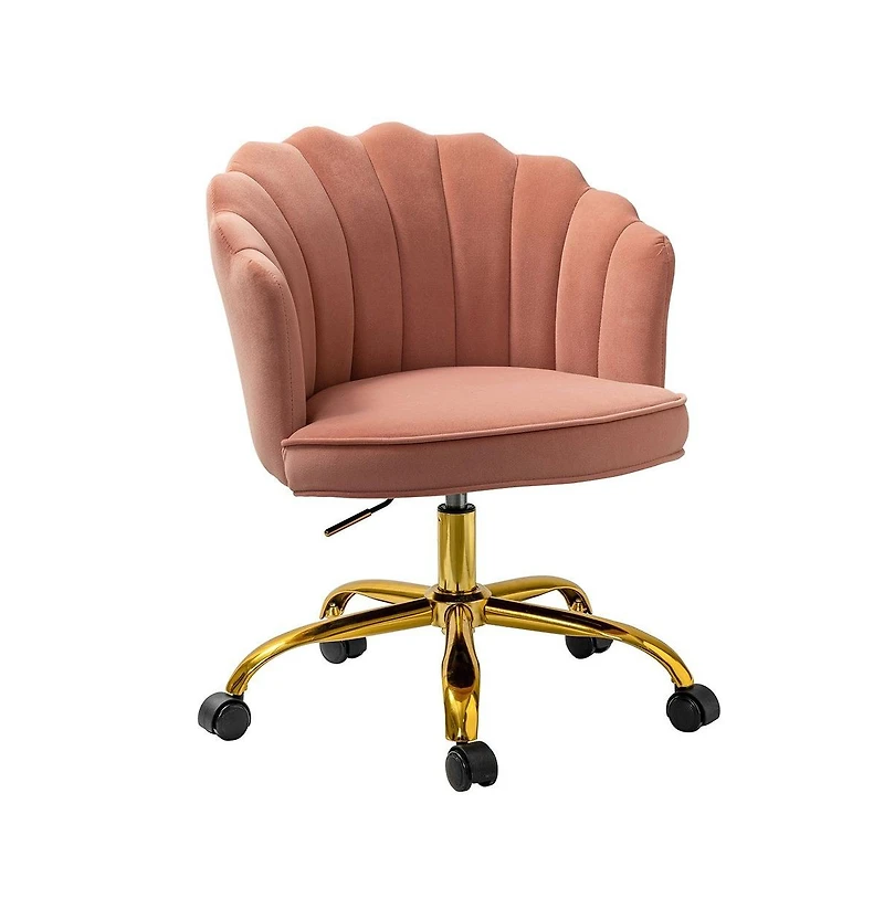 Hulala Home Woman Modern Cute Shell Back Upholstered Desk Chair for Vanity, Living Room