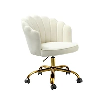 Hulala Home Woman Modern Cute Shell Back Upholstered Desk Chair for Vanity, Living Room