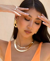 Ettika Gold Plated Flat Snake Chain Necklace