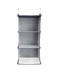 Household Essentials Hanging Cotton Blend Closet Organizer with 3 Storage Shelves, Denim