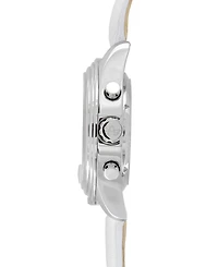 Abingdon Co. Women's Katherine Chronograph White Leather Strap Steel Watch 40mm