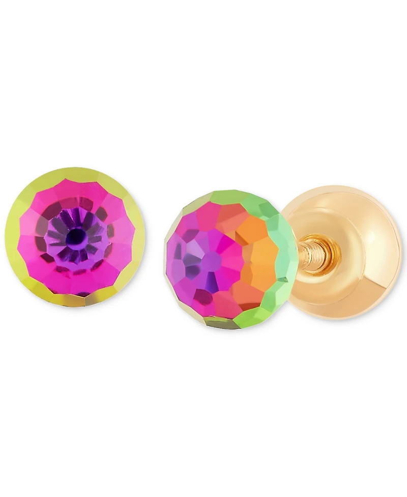 Children's Crystal Ball Stud Earrings 14k Gold