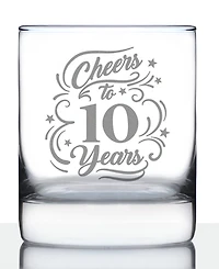 Bevvee Cheers to 10 Years 10th Anniversary Gifts Whiskey Rocks Glass, 10 oz