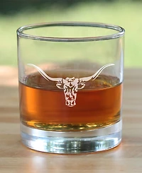 Bevvee Longhorn Texas Rancher Gifts Whiskey Rocks Glass, 10 oz