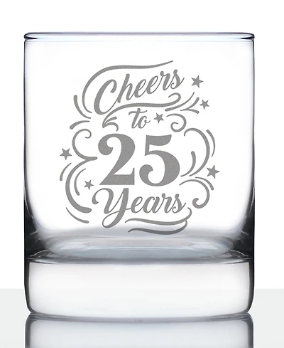 Bevvee Cheers to 25 Years 25th Anniversary Gifts Whiskey Rocks Glass, 10 oz