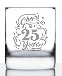 Bevvee Cheers to 25 Years 25th Anniversary Gifts Whiskey Rocks Glass, 10 oz