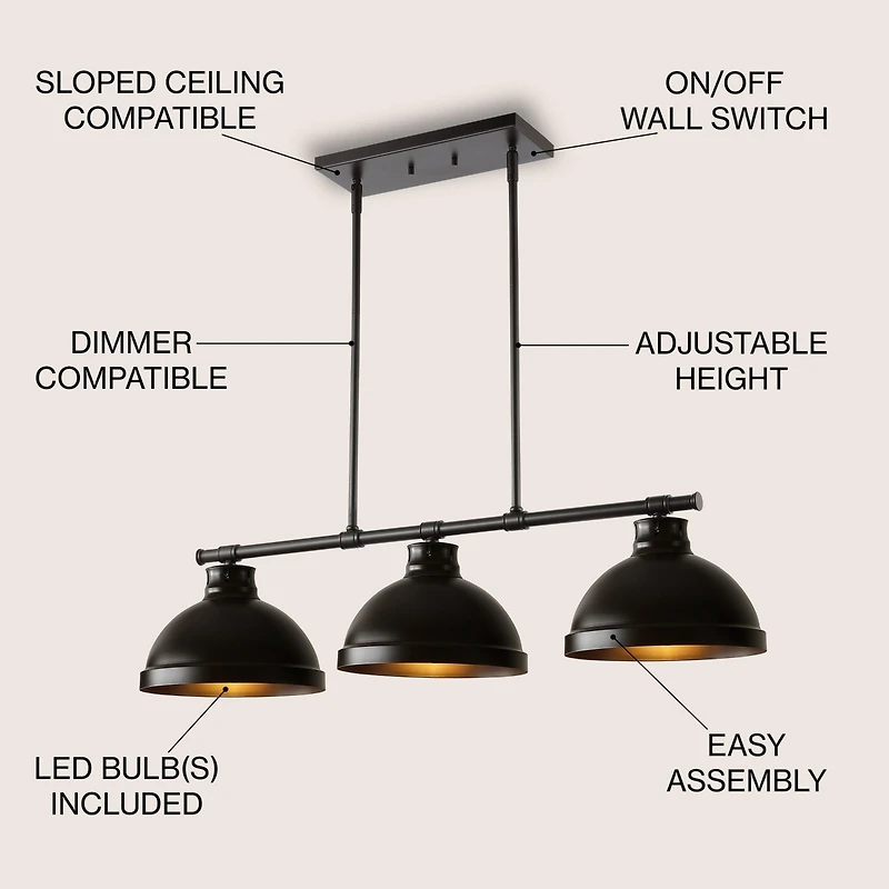 Asher Industrial Farmhouse Iron Linear Led Pendant