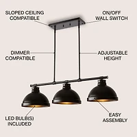 Asher Industrial Farmhouse Iron Linear Led Pendant