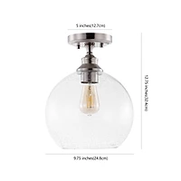 Jonathan Y Marla Bohemian Farmhouse Iron/Seeded Glass Led Semi Flush Mount
