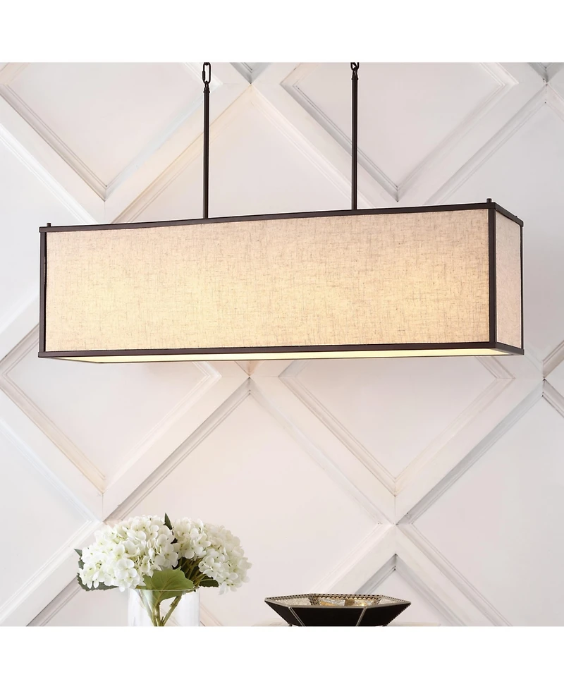 Cole Minimalist Industrial Rectangular Linen Iron Linear Led Pendant
