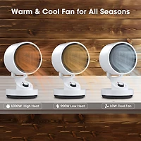 1500W Ptc Oscillating Ceramic Heater Fan Warm & Cool Overheat Protection Home