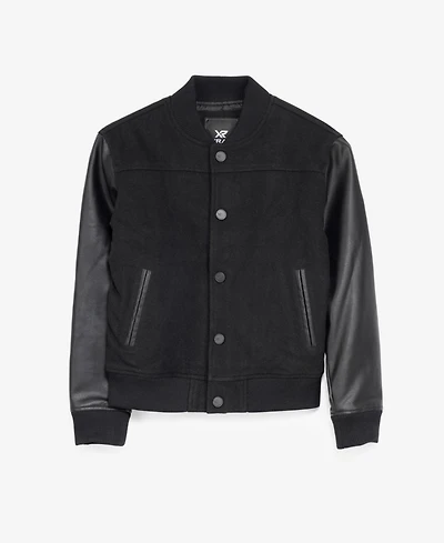 Xray Boy's Wool Varsity Bomber Jacket With Grainy Pu Sleeves